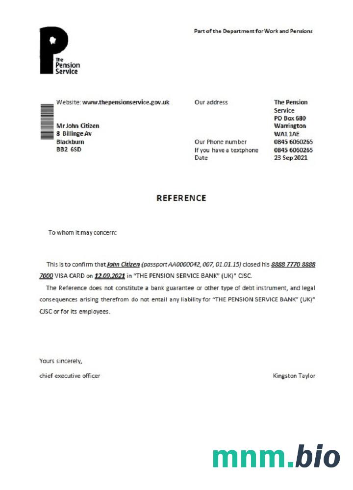 Wielka Brytania przykład zamknięcia usługi emerytalnej w formatach Word i PDF